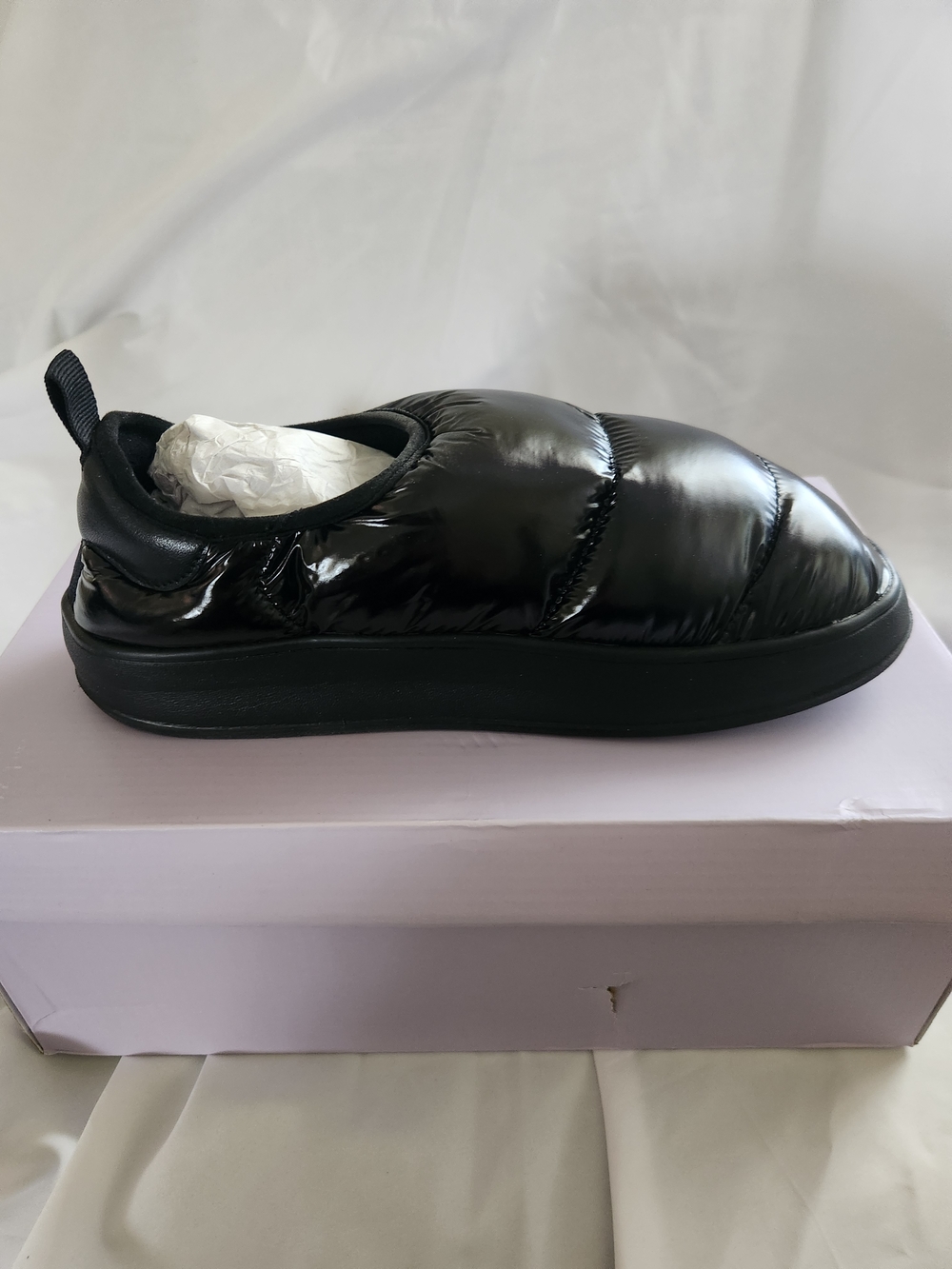 Madden Girl Black Quilted Puffer Slip-On Ankle Bootie